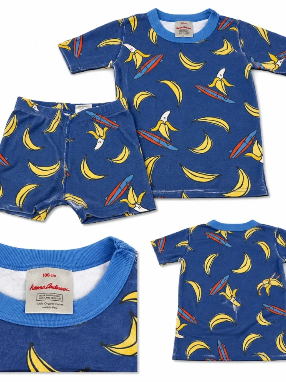 Hanna Andersson sz 100 short pajamas - Surfing Bananas (blue)